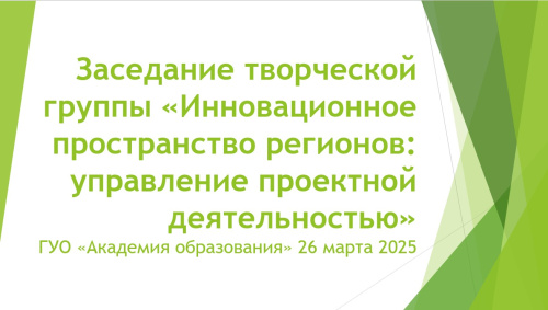 Инновационное пространство регионов:  управление проектной деятельностью